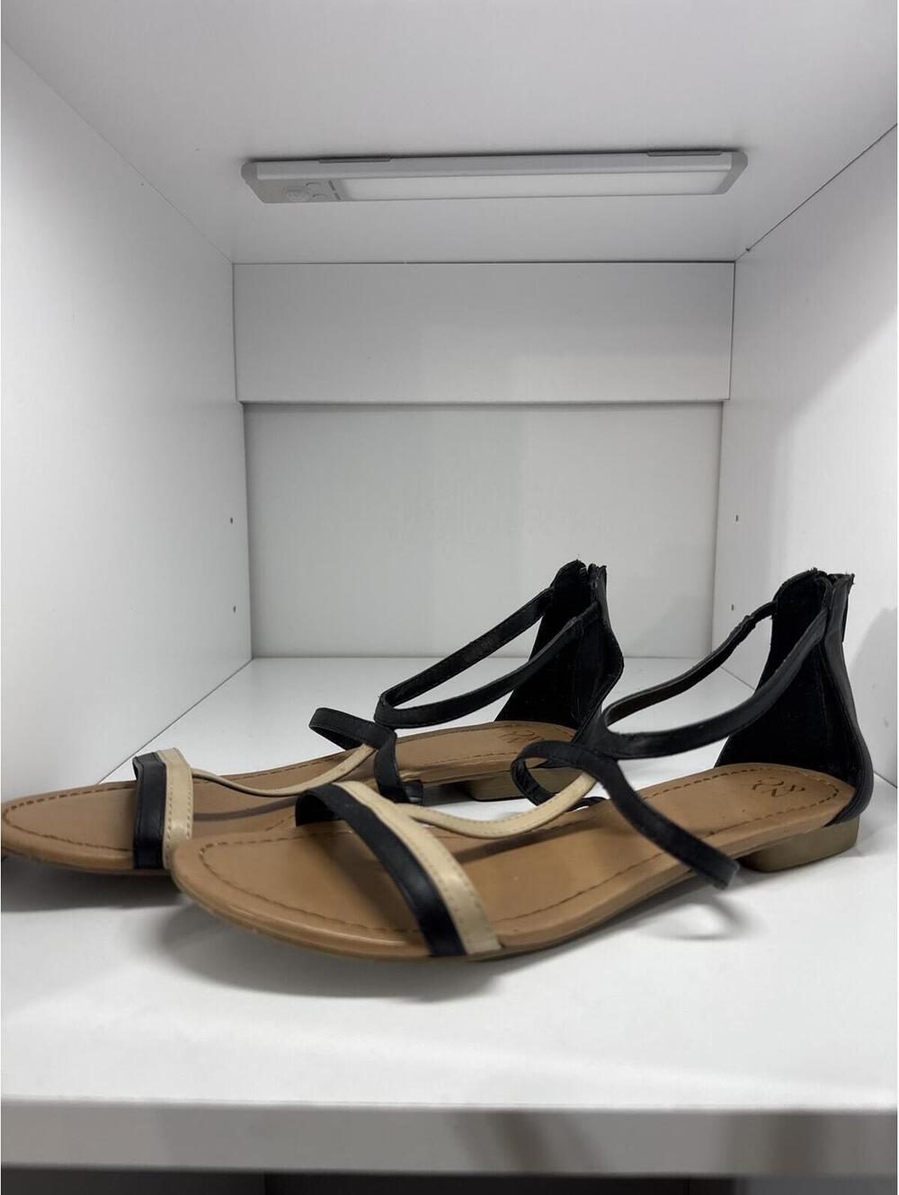 New York and Company, black and tan sandal size 8